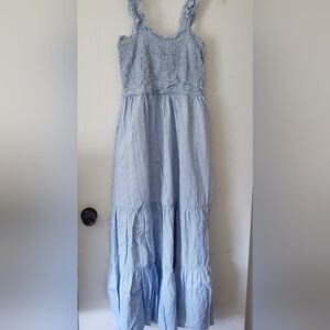 Sam And Jess Brand Ladies Size Large Blue And White Maxi Dress With Pockets